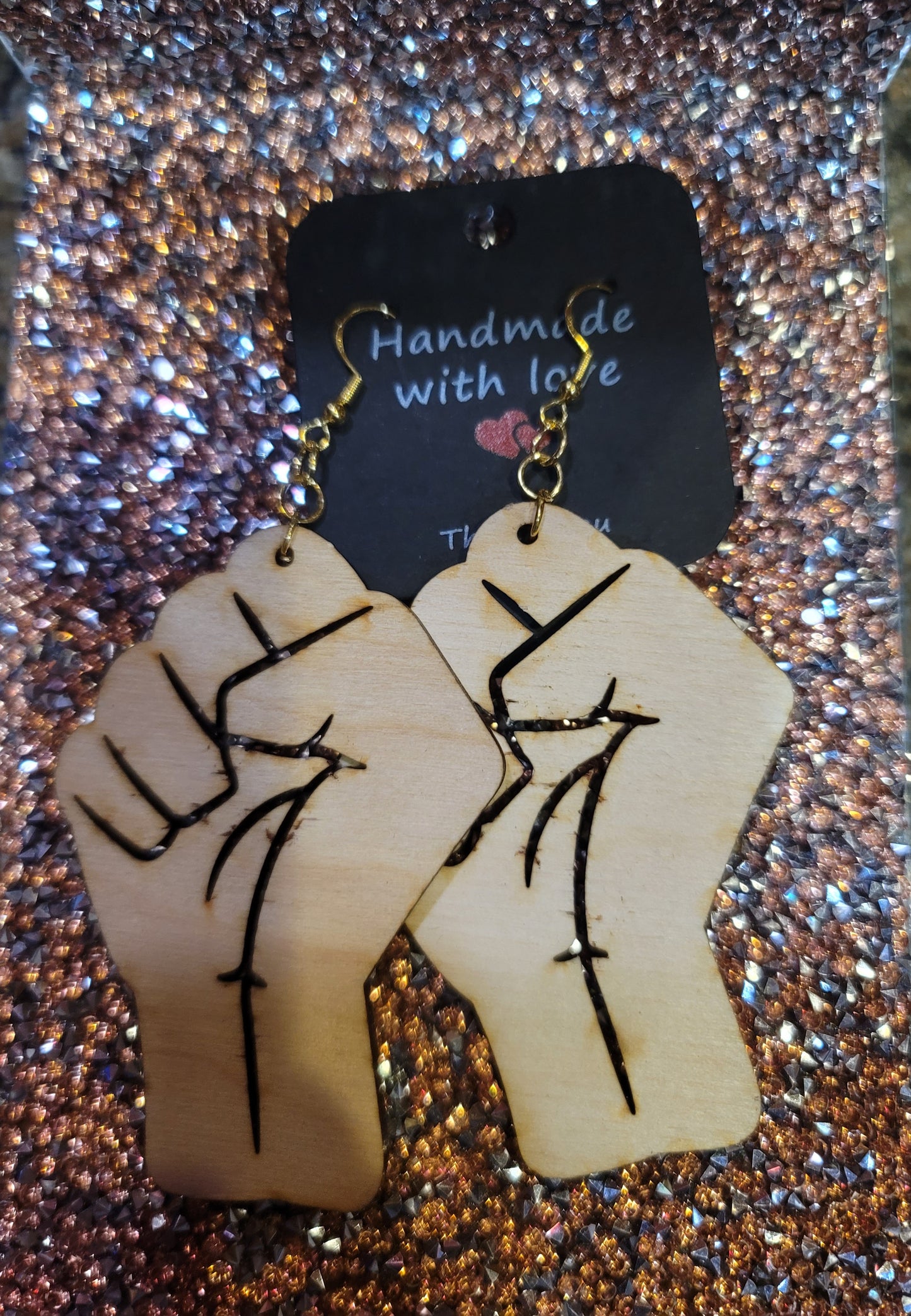 Blaaack Power Fist Earrings