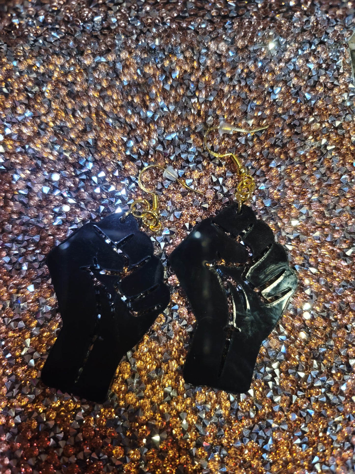 Blaaack Power Fist Earrings