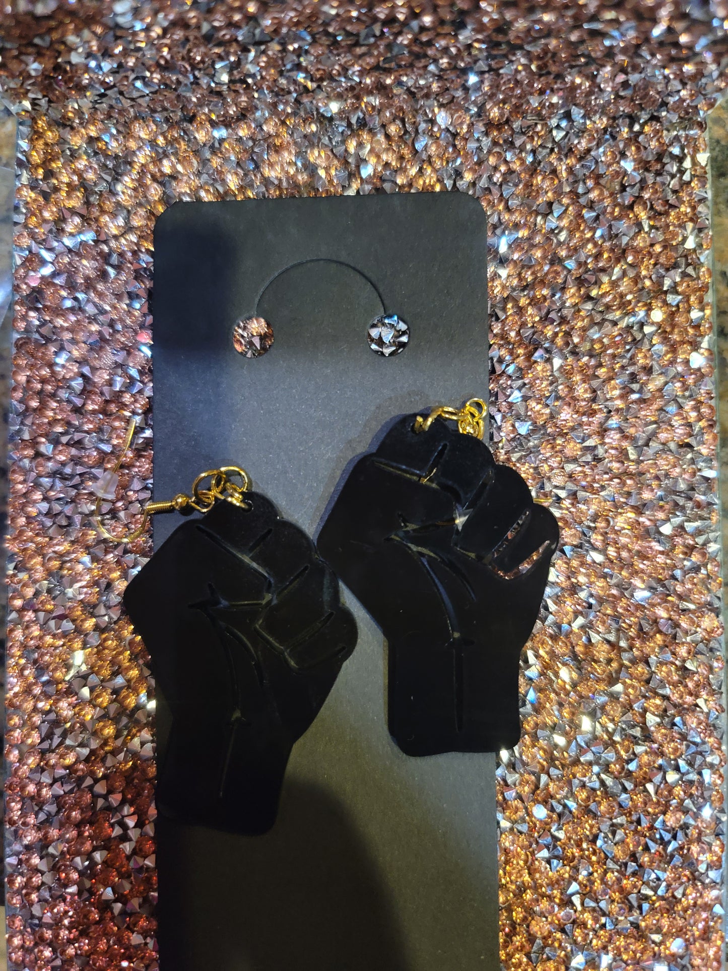 Blaaack Power Fist Earrings