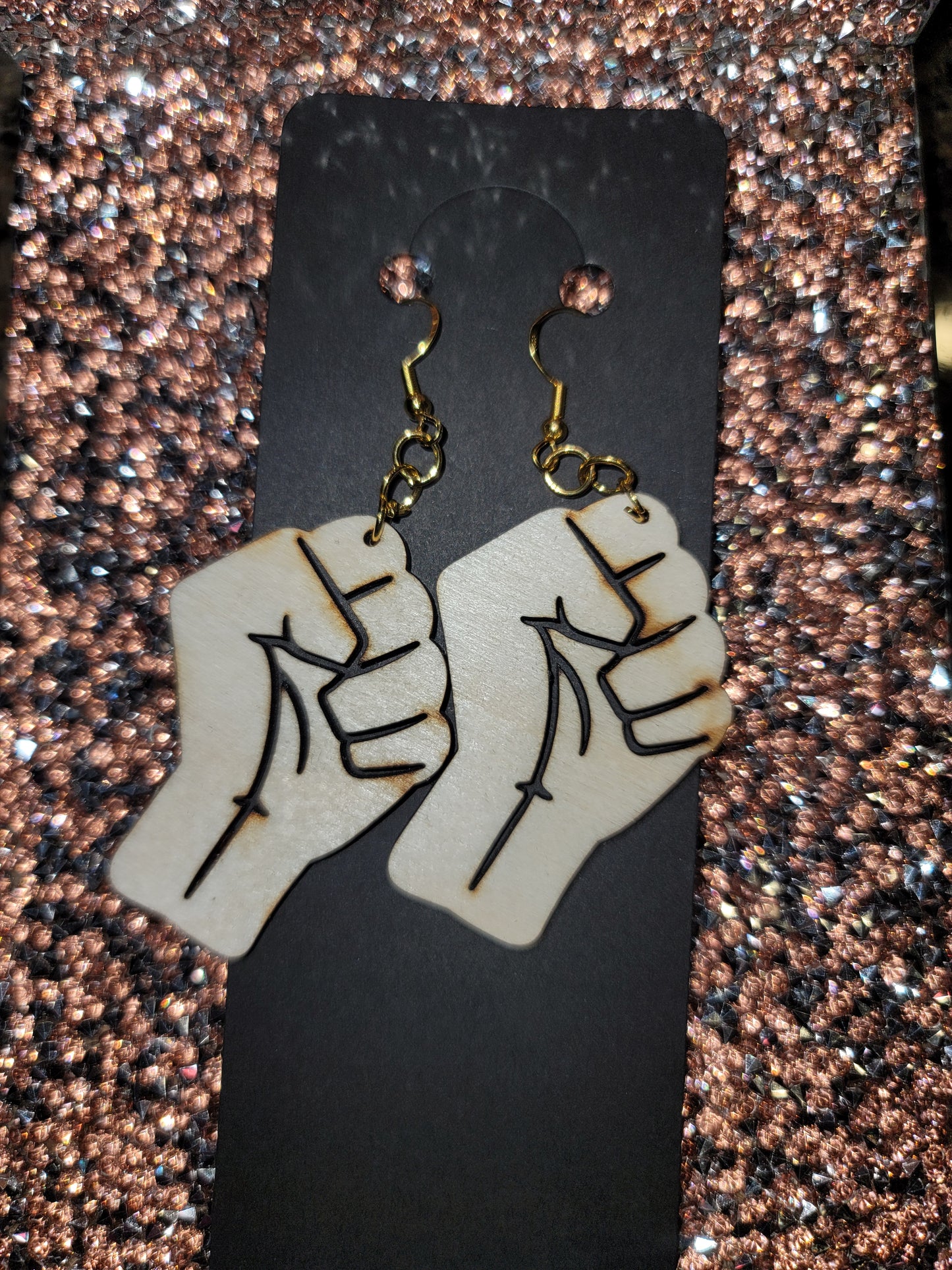 Blaaack Power Fist Earrings