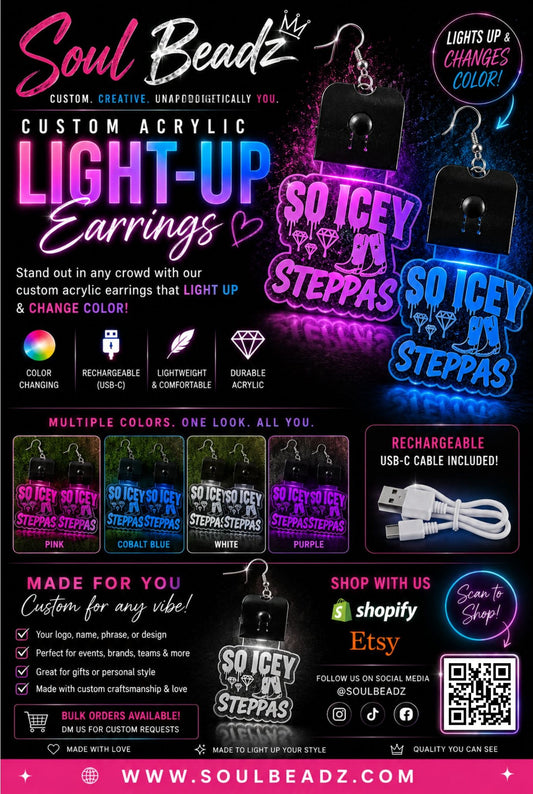 Acrylic LIGHT-UP Earrings - Custom