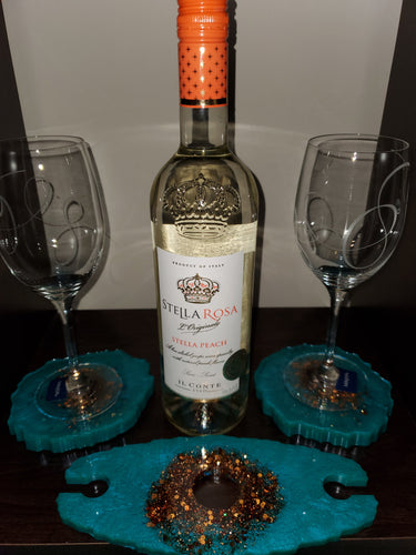Magic Blue Wine Butler & Coaster set