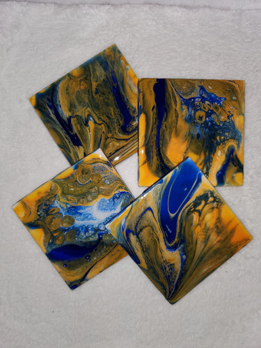 Blue/Orange Ceramic Coasters (set of 2 or 4)
