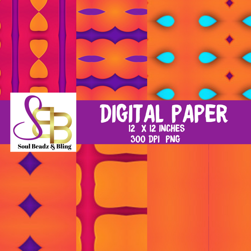 Digital Paper Orange Fantasy
